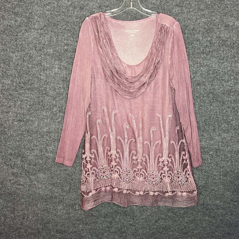 Soft Surroundings Womens Tunic Blouse Size Medium Pink Artsy Whimsical Fairy